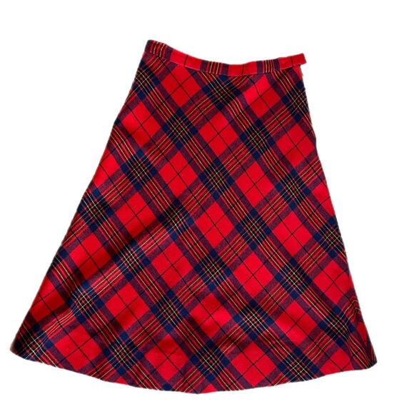 Vintage Pendleton A-Line Midi Red Tartan Plaid Wool 70s 60s Skirt Size Small - Picture 5 of 6